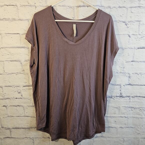Athleta Tops - Athleta modal blend cap short sleeve curved hem oversized shirt, XL Purple